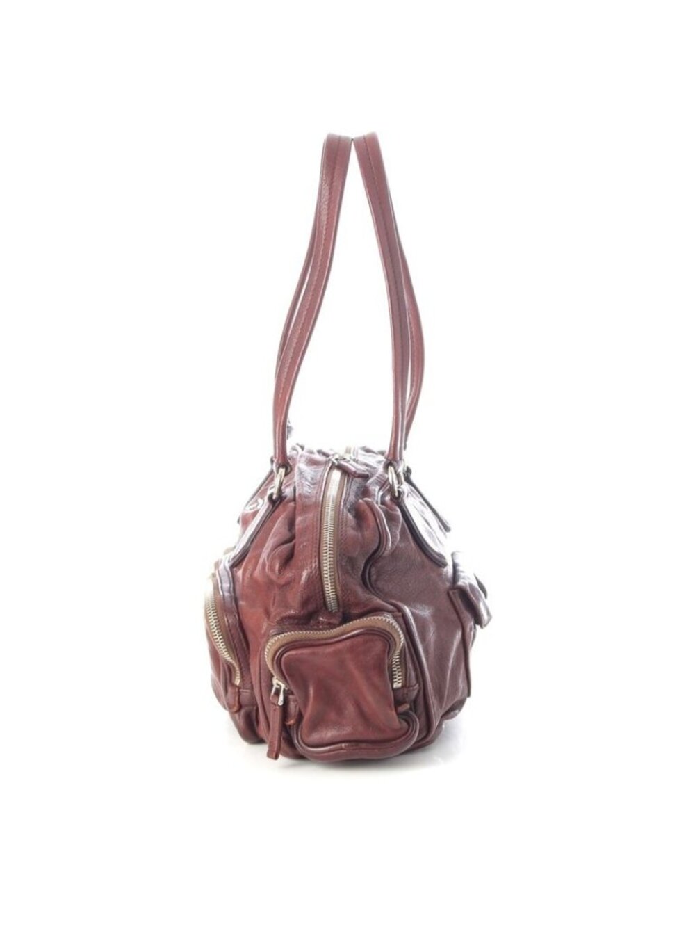 Prada Washed Leather Mini Boston Bag Brown - Picture 3 of 10